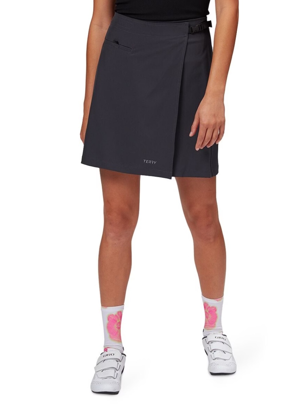 Terry Women's Black Mini Skirt - Sleek Wrap Design M